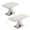 thumbnail image 2 of Historyli Go5H Modern Dining Table With X-Shape Leg Printed White Marble Tabletop 220lbs Load-bearing Capacity Square Bedside Table For Kitchen, 2 of 9