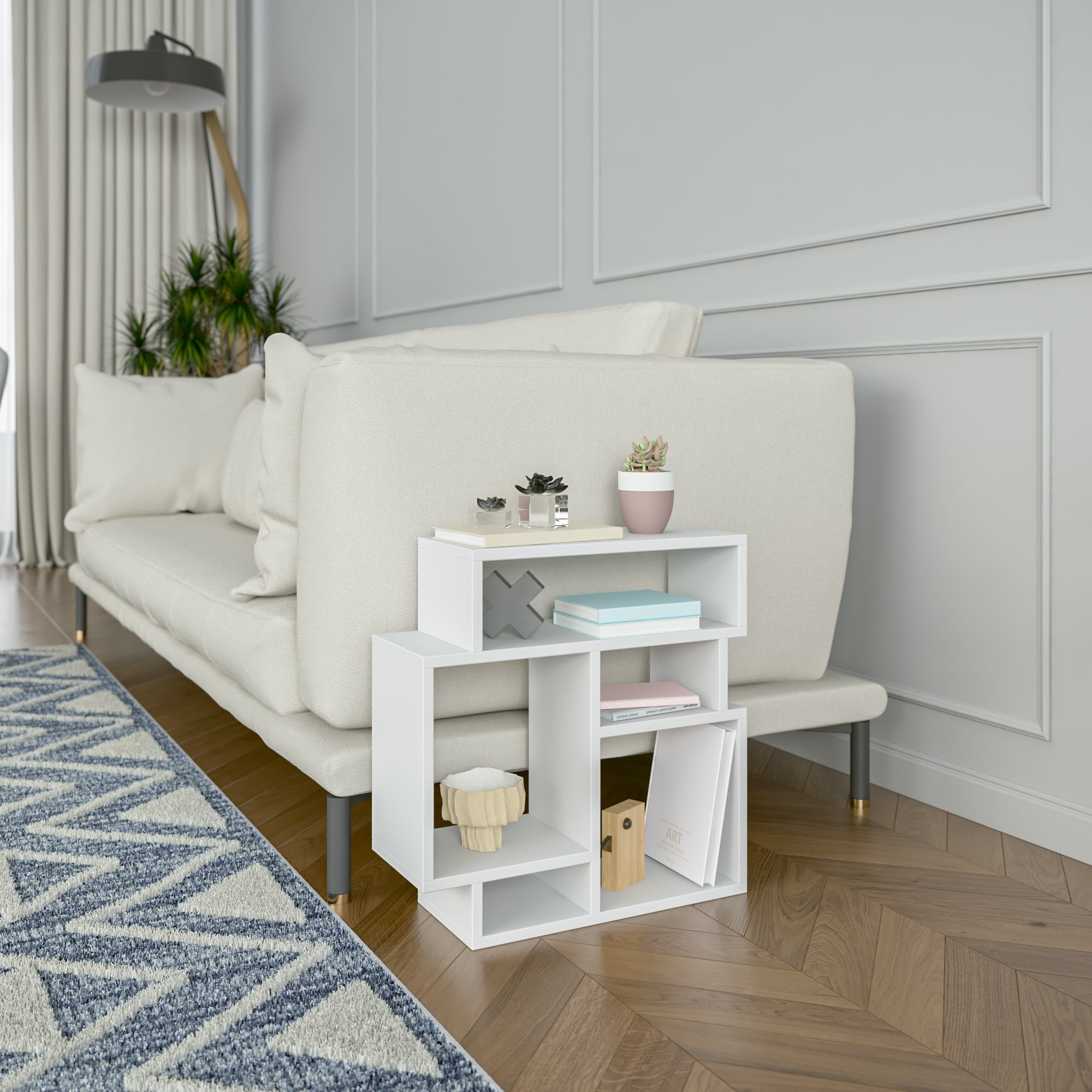 Ada Home Decor Furniture White 2 Tier Schultz Modern Side Table