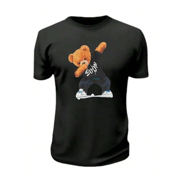 Playera Con Impresion De Oso Boom Fashion Ropa Para Hombre Color Negro Talla Chica Marca Emil SaEs