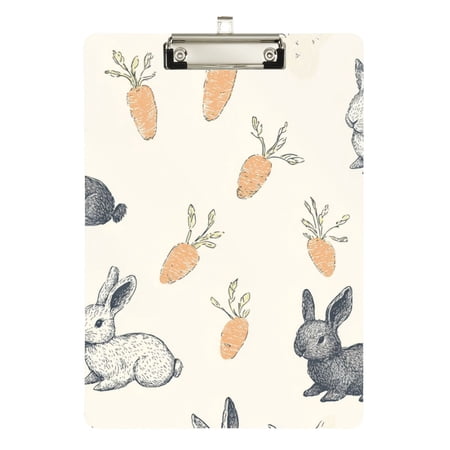 FORMRS Acrylic Clipboard with Low Profile Clip Standard A4 Letter Size, 12.5" x 9", Adorable Bunnies