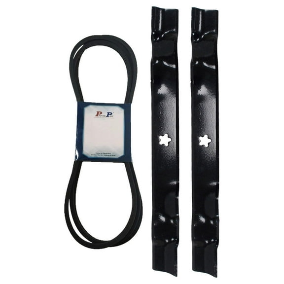 2 Lawn Mower Blades W/ Belt For 42 In. Deck Fits Craftsman Fits Poulan Fits Husq