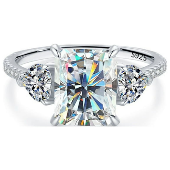 3ct Moissanite Engagement Rings for Women Radiant Cut D Color VVS1 White/Green/Pink Diamond Rings Moissanite Wedding Bands with Certificate