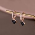 thumbnail image 4 of Sterling Silver CZ Black Heart Hoop Earrings for Women Teens Small Love Huggie Hoop Earrings Drop Valentines Day Earrings, 4 of 12