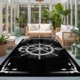 thumbnail image 2 of Area Rugs 3'x5', Nautical Anchor Carpet Runner Indoor Outdoor Rugs Home Decor Aesthetic, Coastal Ocean Sea Chic Textured Black Non Slip Mats Washable Accent Rug for Living Room Bedroom, 2 of 8
