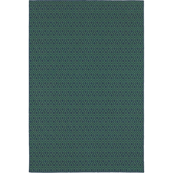Oriental Weavers Meridian Indoor/Outdoor Rug - 1634Q - 7'10" x 10'10" - in Navy/ Green - Casual Geometric, Water, Stain and Fade Resistant, Hose Clean, Patio, Outdoor Living Area Rug