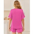 thumbnail image 5 of Ekouaer Two Piece Sets for Women Summer 2026 Lounge Sets Matching Outfits | Short Sleeve Ribbed Summer Sets 2 Piece Vacation Outfits Beach Short Sets Cruise Outfits Airport Travel Clothing with Pocke, 5 of 5