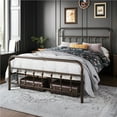 thumbnail image 1 of Yaheetech Classic Iron Platform Bed Frame with High Headboard and Footboard, Queen, Bronze, 1 of 7