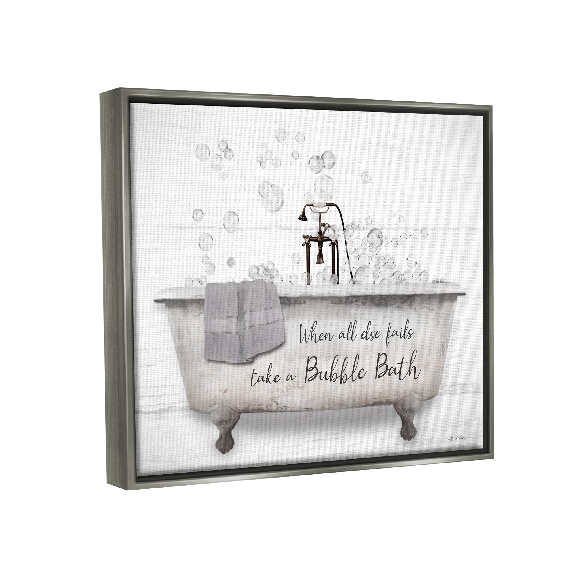 Stupell When All Fails Bubble Bath Phrase Typography Painting Gray Floater Framed Art Print Wall Art