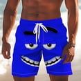 thumbnail image 2 of KHONTS Men's Beach Shorts Funny 3D Expression Graphic Summer Swim Trunks Novelty Beachwear Sports Vacation Shorts with Pockets Blue S, 2 of 4