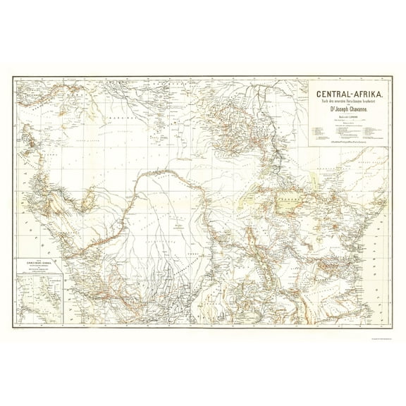 Historic Map - Africa Central - Hart 1885 - 23 x 33.36 - Vintage Wall Art
