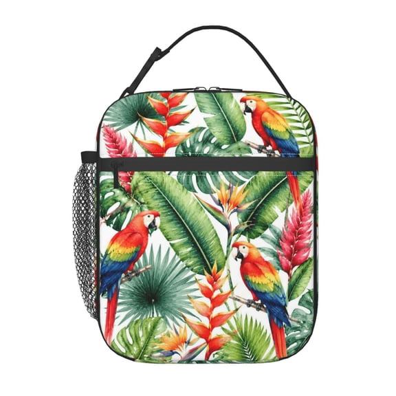 Tropical Parrot Lunch Bag Reusable Thermal Lunch Box with Handle for Women and Men