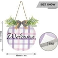 thumbnail image 3 of Coolnut Purple Pink Plaid Welcome Sign for Front Door, Round Sign Hanging Welcome Sign Welcome Wreath for Farmhouse Porch Door Home Decor, 3 of 7
