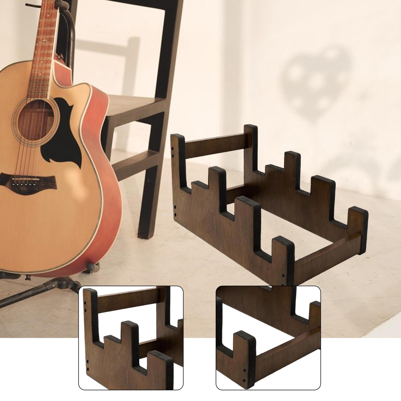 MERIGLARE Guitar Stand Wooden Floor Rack Electric Guitar Bass Holder Instrument Display Three-Tier Structure Portable Space Saving Suitable for Home Studio Performance Collectors M