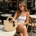 thumbnail image 5 of Straw Tote Bag Handmade Woven Beach Bag Summer Straw Handbag Boho Style Large Capacity Tote Bag for Women Travel Beach Vacation Picnic Resort Daily Use Stylish Rattan Carry Bag Lightweight Summer Use, 5 of 6