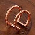 thumbnail image 2 of ELYA Jewelry Women's Polished Studded Edges Rose Gold Open Cuff Ring, 2 of 4