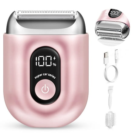 Skdwakiz Cordless Electric Razor for Women: Mini Electric Foil Shavers with LED Display - Rechargeable Bikini Trimmer - IPX7 Waterproof Wet Dry Face Razor for Body Leg, Pink