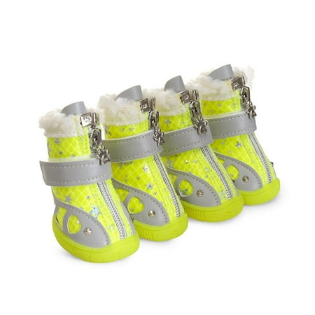 Winter Dog Boots Outdoor Waterproof Pet Fashion Sneakers Cold Weather Warm Lining Puppy Shoes