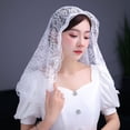 thumbnail image 2 of Floral Lace Veils for Head Covering Latin Mass Mantilla Veils Short Scarf for Bridal Women White Black Catholic Church V, 2 of 16