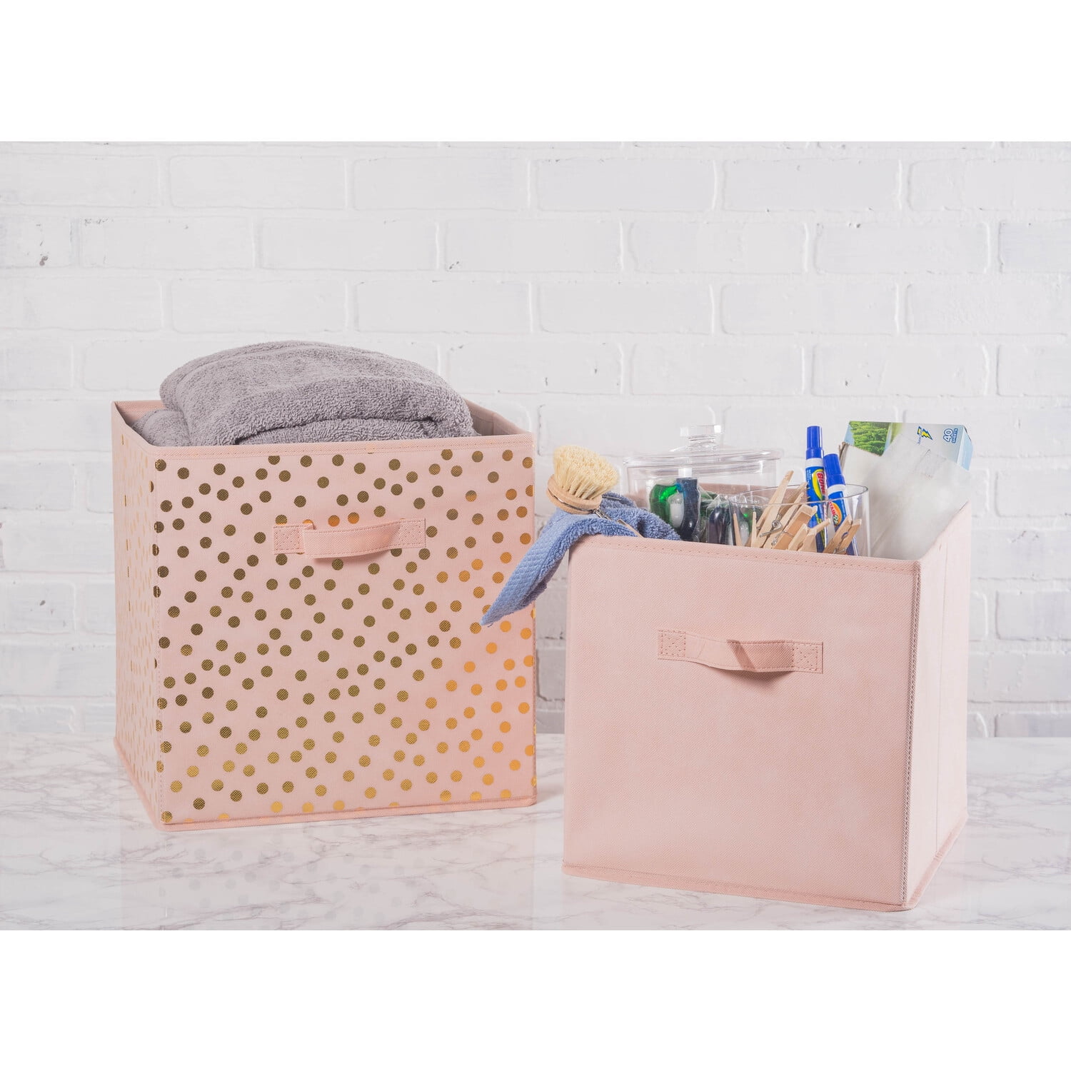 DII Non Woven Fabric Storage Bin Organizer Cube, Small Set, 13x13x13", Pink, 2 Piece