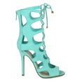 thumbnail image 2 of Breckelles BK04 Women Suede Peep Toe Cut Out Lace Up Stiletto Sandal Heel, 2 of 6