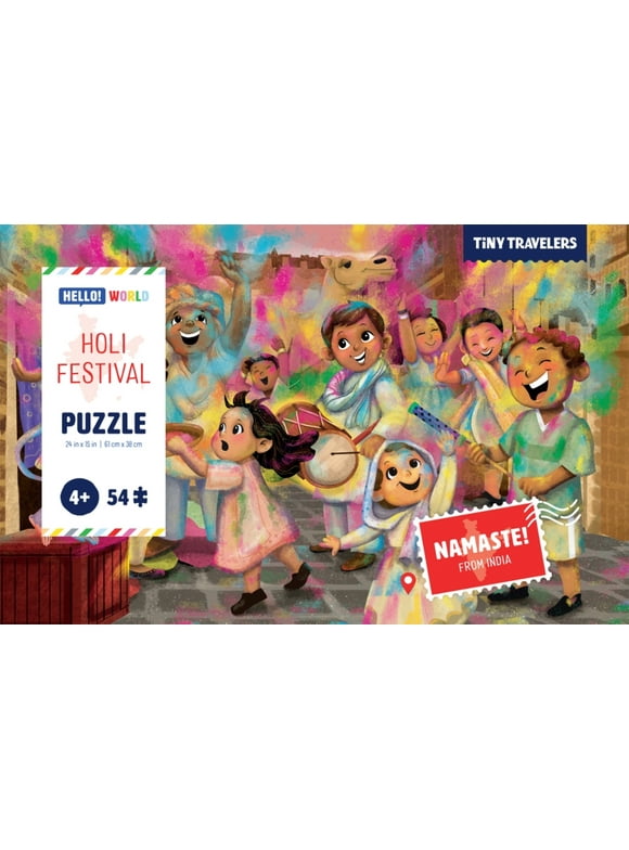 Hello! World Holi Festival 54 Piece Puzzle (Tiny Travelers)