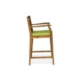 thumbnail image 5 of Sanger Outdoor Acacia Wood Barstools with Cushion, Set of 2, Teak and Green, 5 of 5