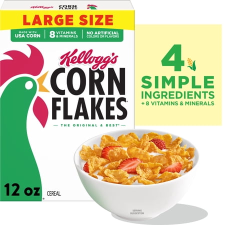 UPC 038000001109 product image for Kellogg s Corn Flakes Breakfast Cereal  8 Vitamins and Minerals  Large Size  12  | upcitemdb.com