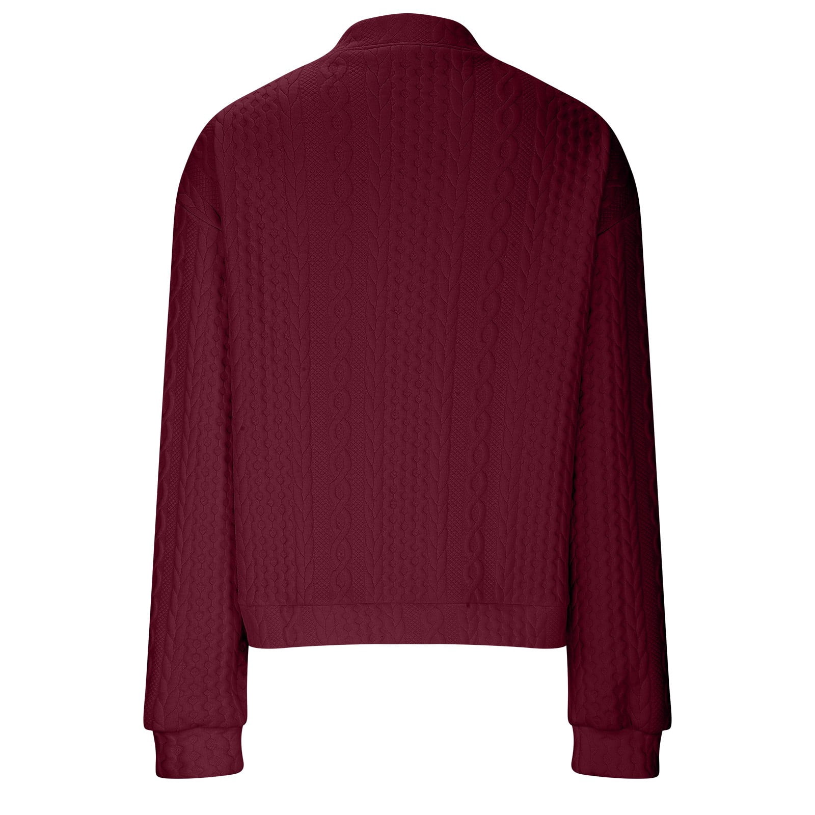Fartey Zip Up Sweatshirt Jacket for Women 2025 Twist Jackets Soft Comfy Long Sleeve Coat Dressy Casual Stand Collar Hoodless Coats Trendy Fall Winter Solid Color Outerwear Wine S-2XL