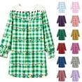 thumbnail image 3 of WOYY Girls Christmas Nightgown Long Sleeve Plaid Holiday Sleep Dress for Kids, Sizes 3-14, 3 of 5