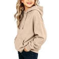 thumbnail image 4 of Kids' Hoodie Drawstring Kangaroo Pocket Long Sleeve Casual Pullover Basic Comfortable Solid Color Streetwear Top, 4 of 4