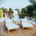 thumbnail image 3 of Modway Bayport 5-Piece Wood Patio Conversation Set in Natural and White, 3 of 9