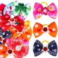 thumbnail image 3 of 50 Pcs Dog Bows with Rubber Bands Cat Hair Bows Multicolor Rhinestones Beads Decorated Bows for Pet, 3 of 8