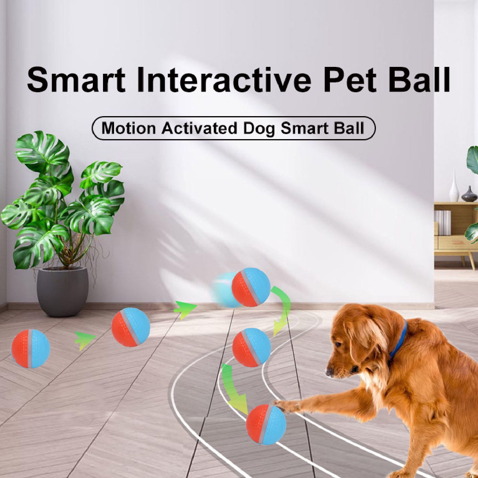 BOKYAN Active Rolling Ball – Waterproof, Rechargeable Interactive Toy for Medium‑Large Dogs, Blue/Orange