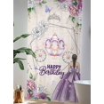 thumbnail image 4 of Sheer Curtains 84 Inches Long, Happy Birthday Semi Sheer Curtains Light Filtering Window Treatment, Purple Dress Crown Carriage Flowers Retro Privacy Voile Drapes for Living Room Bedroom 52x84 Inch, 4 of 7