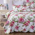 thumbnail image 3 of DaDa Romantic 3-Piece Pink Floral Quilt Bedding Sets, King, 3 of 7