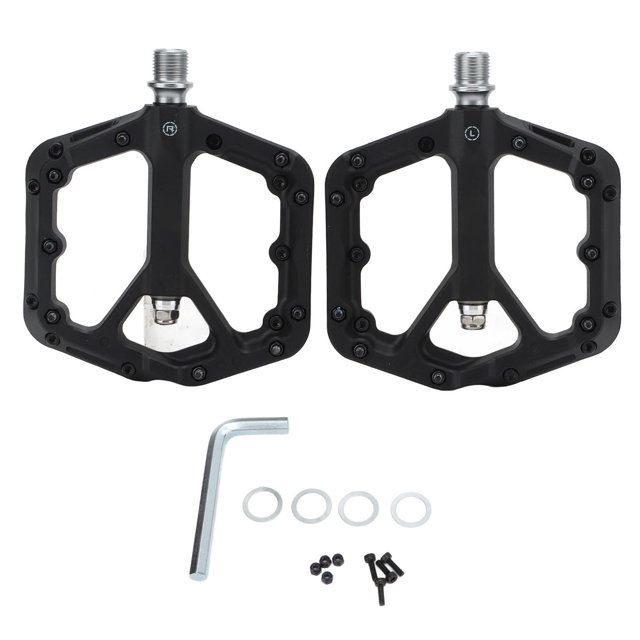 2 uds pedales de bicicleta compuesto de nailon antideslizante ensanchamiento negro rodamientos sellados impermeables reemplazo de pedales de bicicleta