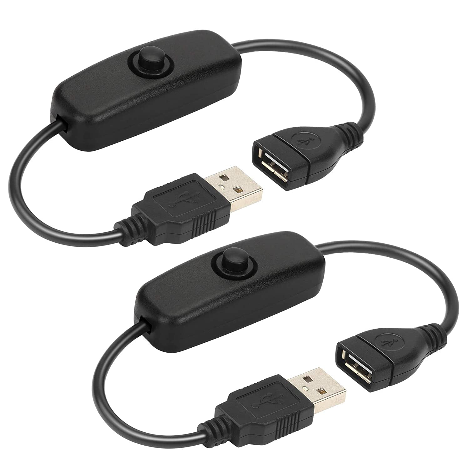USB 501 Switch Cable (2 Pack), Male to Female USB Cable with On/Off Switch, USB Extension Inline