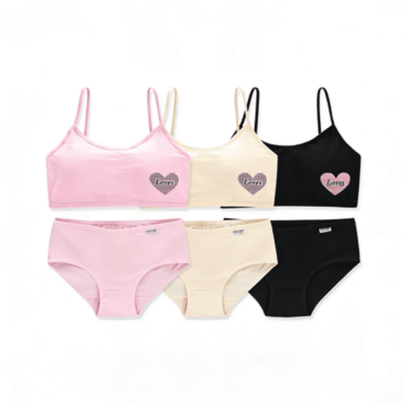 LYMAYTER Girls Toddler Soft Stretch Underwear Set Crop Cami First Time Beginner Training Bra Daily Wear