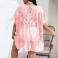thumbnail image 5 of Tqyyweavej Plus Size Beach Cover Up for Women Lace Sheer Short Sleeve Dresses Solid Color Loose V Neck Bathing Suit Coverups XL-4XL, 5 of 5
