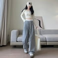 thumbnail image 5 of biudgviw Women's Plaid Pants Casual Loose Drawstring Elastic Waisted Baggy Lounge Trousers Fall Travel Vacation Wide Leg Pants with Pockets, 5 of 5