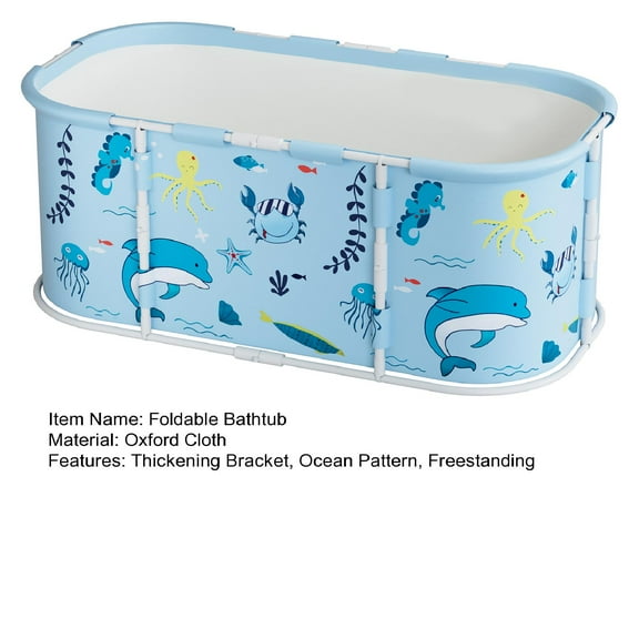 Momarys 45” Extra-Large Foldable Bathtub - 1-Click Fold, Stable Plastic Frame   Double Drains - Freestanding Collapsible Tub for Hot Soaks, Ice Baths, Family SPA (Adults/Kids)