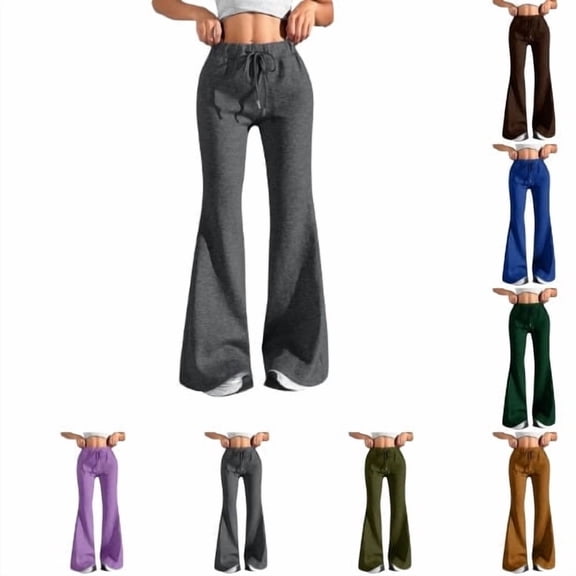 Flare Leggings for Women Drawstring High Waisted Flared Yoga Pants Soft Lounge Wide Leg Sweatpants Y2k Bell Bottoms
