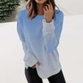 thumbnail image 5 of Fmbrln Womens Trendy Gradient Print Hoodless Sweatshirts Casual Long Sleeve Crew Neck Pullover Sweatshirts Sky Blue S, 5 of 5