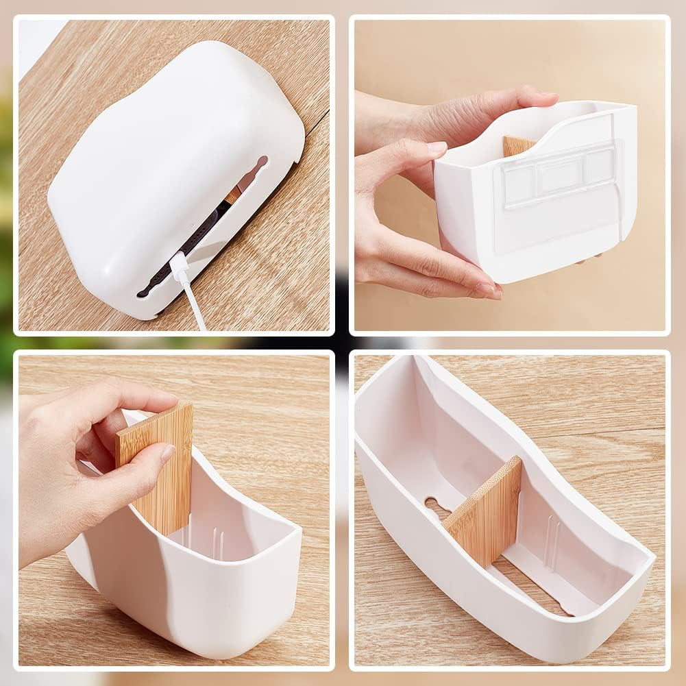 3Pcs Adhesive Wall Mount Control Holder No Punching Phone Organizer Box Adhesive Control Holder Wall Mount Remote Tray Remote Organizer Box Home Office Desk Phones Charging diy White