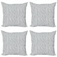 thumbnail image 1 of Floral Throw Pillow Cushion Case Pack of 4, Illustration of Exotic Tropical Leaf Silhouettes in Repeated Style, Modern Accent Double-Sided Print, 4 Sizes, Pale Purpleblue Coconut, by Ambesonne, 1 of 2