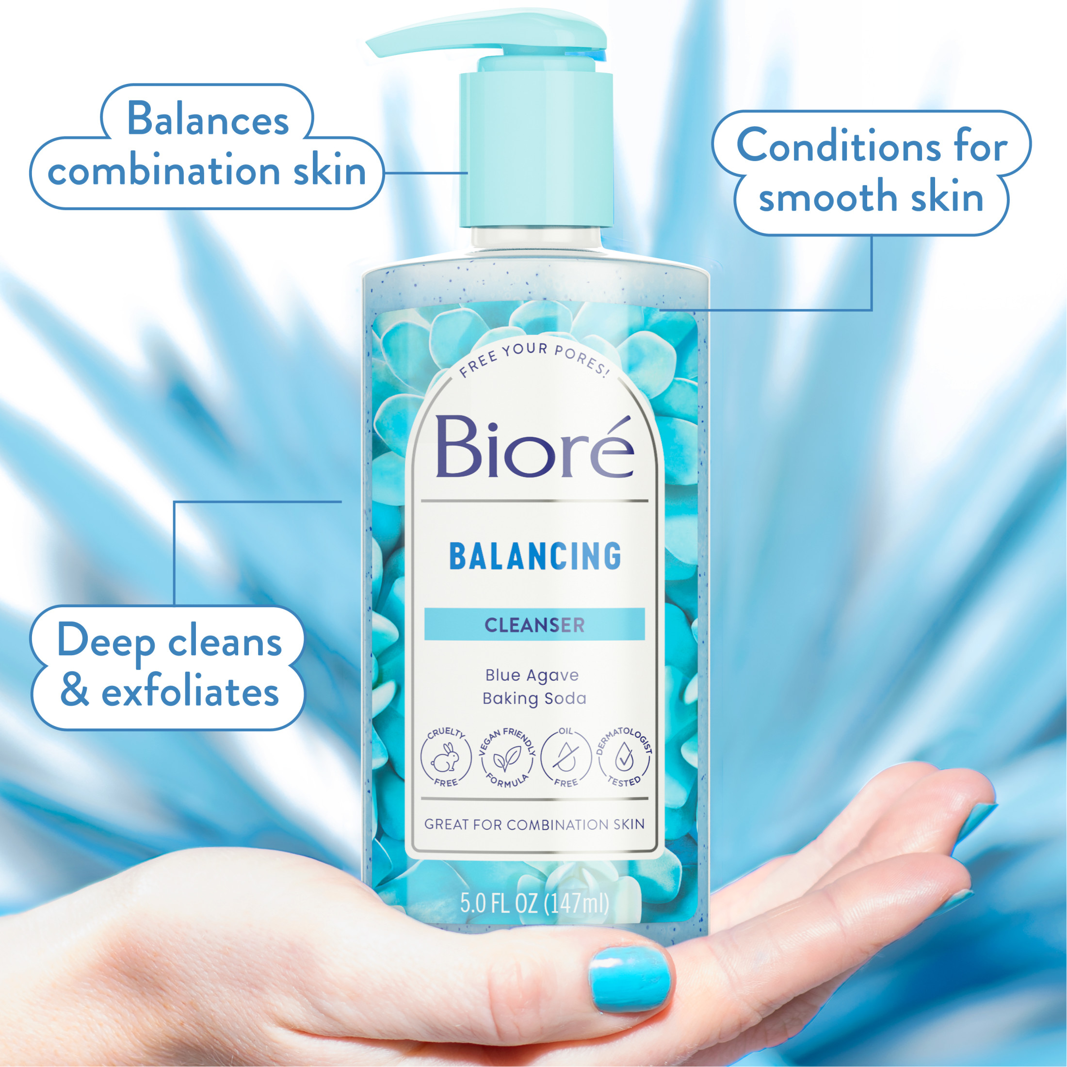Biore Balancing Face Wash, PH Balanced Face Cleanser, Combination Skin, Cruelty Free 6.77 Oz - image 4 of 11
