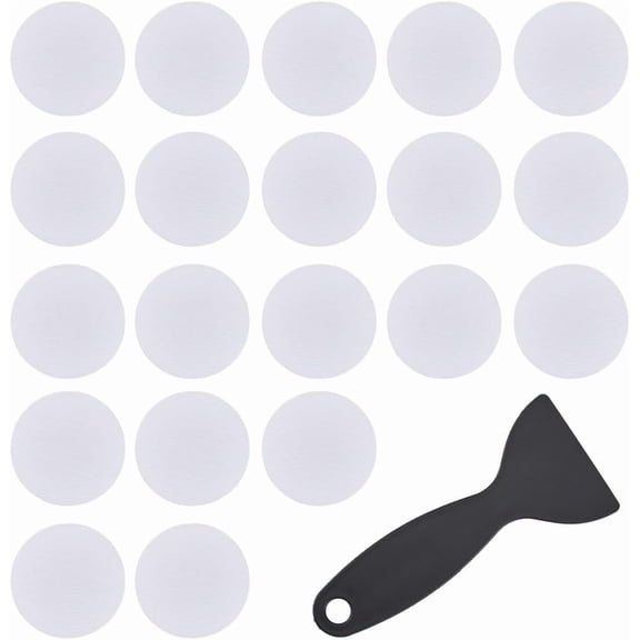 20Pcs Bathtub Non-Slip Stickers Anti-Slip White Flat Round PEVA Stickers with Scraper