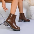thumbnail image 6 of Wowcloth Woman's Fashion Ankle Boots, Retro Solid Color with Thick Sole, Chunky Mid Heel Winter Design for Daily Wear and Casual Outings, 6 of 8