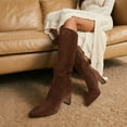 thumbnail image 4 of BURUDANI Women Chunky Block-Heel Square-Toe Knee-High Tall Boots Side-Zip Fashion Boots, 4 of 7