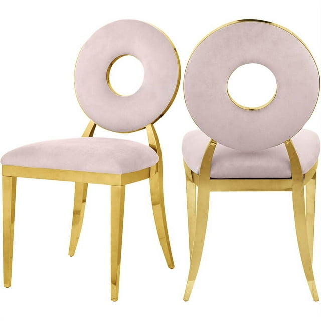Meridian Furniture Carousel Pink Velvet Dining Chair (Set of 2)